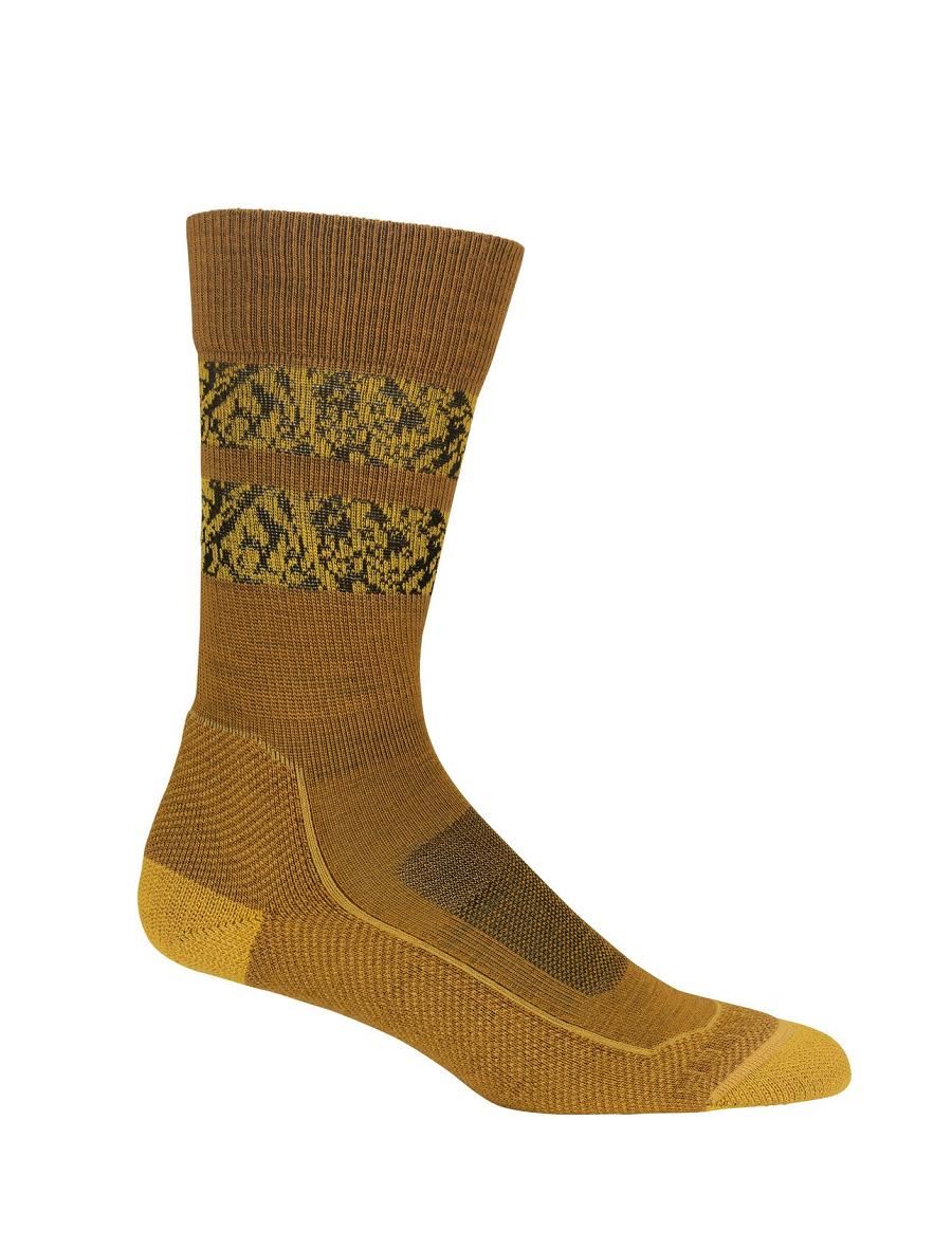 Clove / Silent Gold Women's Icebreaker Merino Hike+ Light Crew Natural Summit Socks | USA 1402KORI